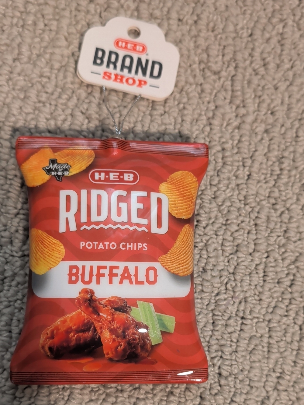H-E-B Ridged Buffalo Potato Chips Keychain Bag Charm - Red